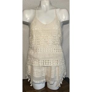AQUA Cream 2 Piece Set Of Shorts And Tank Coachella Summer Outfit Size XSmall